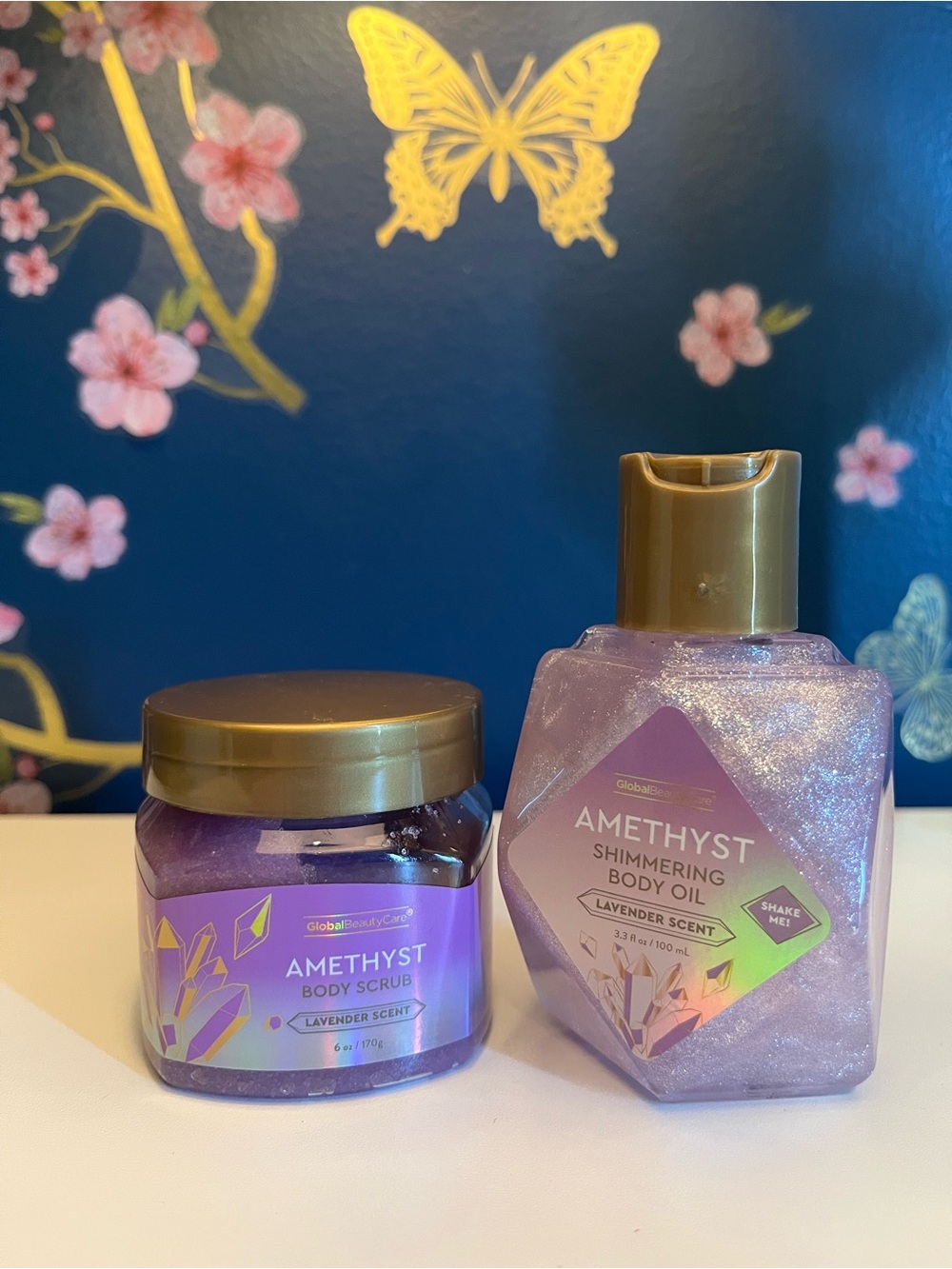 Amethyst Lavender Body Scrub & Shimmering Body Oil - Purple